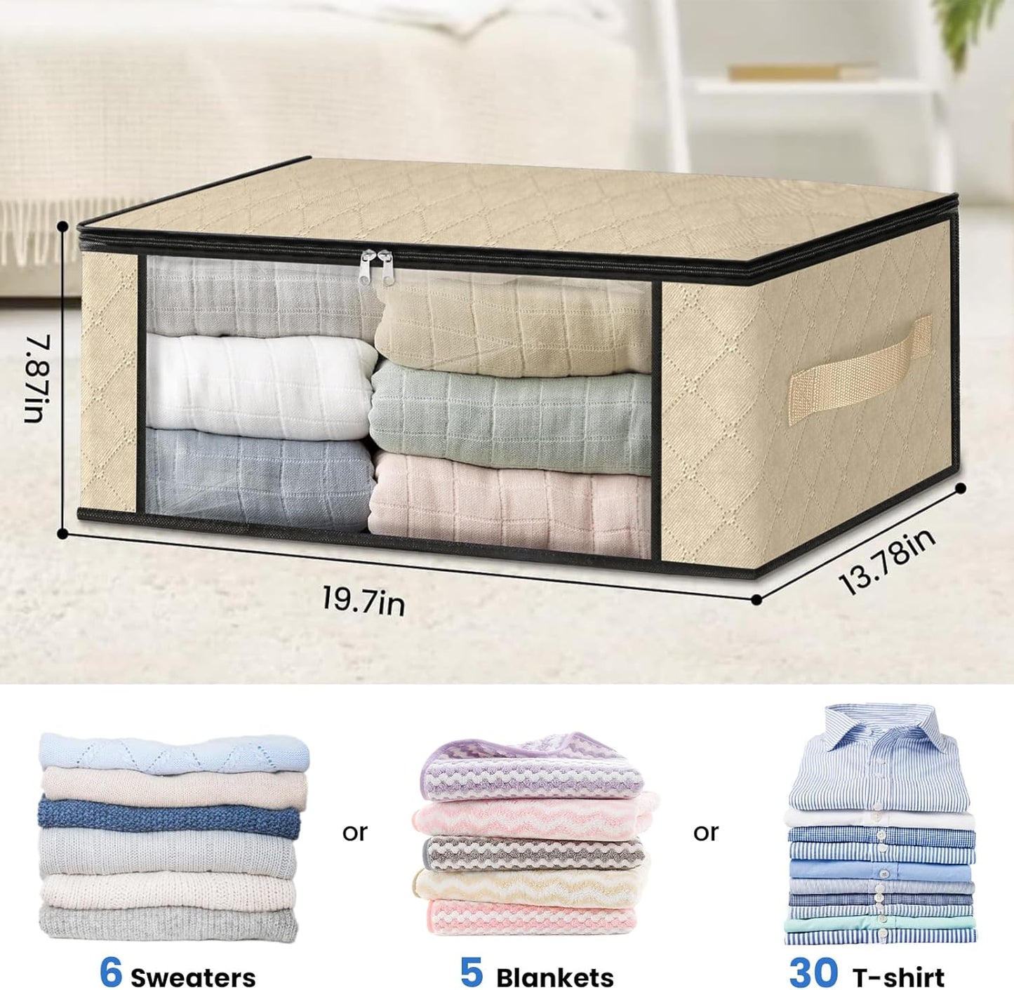 HomeHacks Storage 10-Pack Clothes Organizer Storage Bags Foldable Storage Box with Large Clear