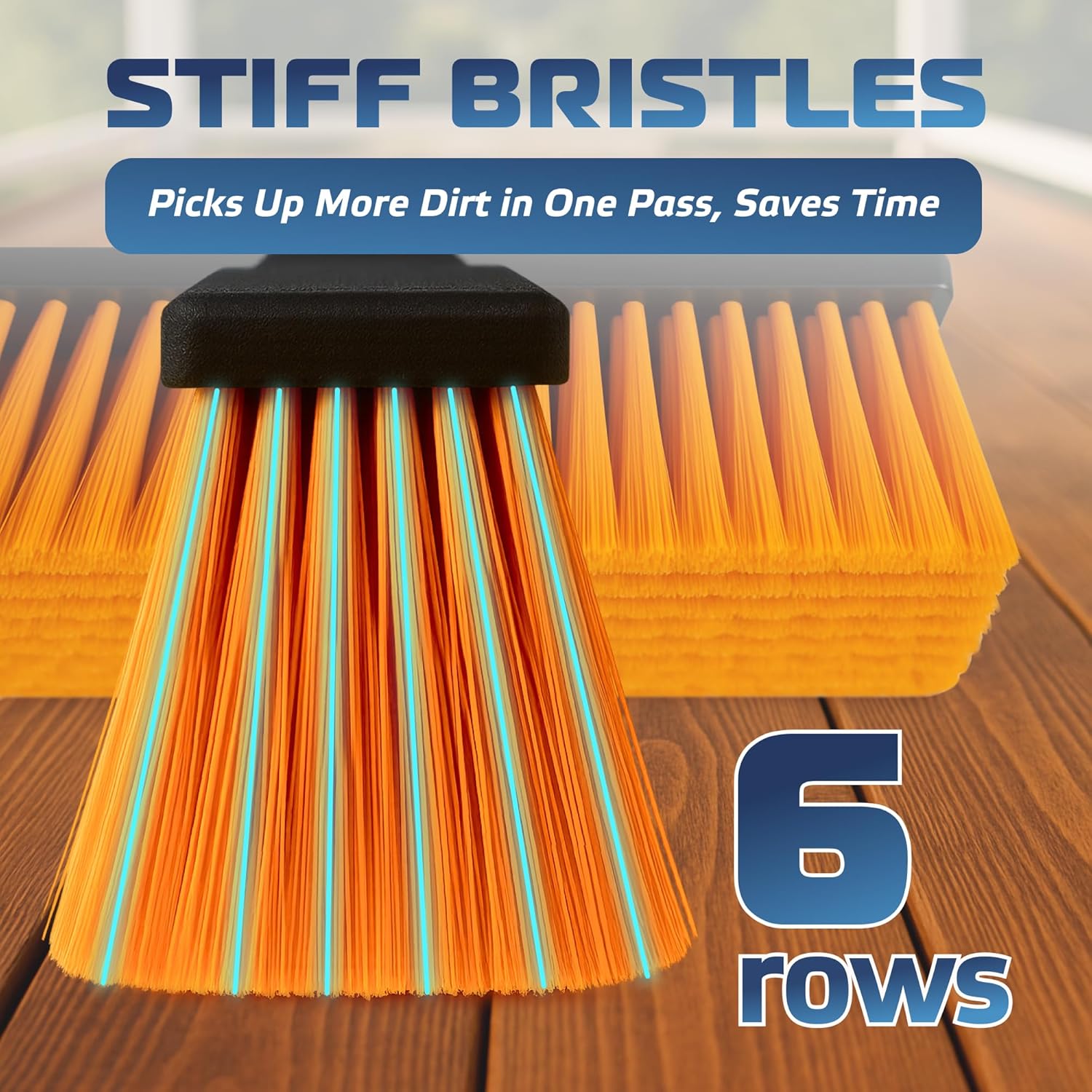 DSV Standard 18’’ Push Broom Outdoor Heavy Duty with 59.4’’ Long Handle, Industrial Broom with