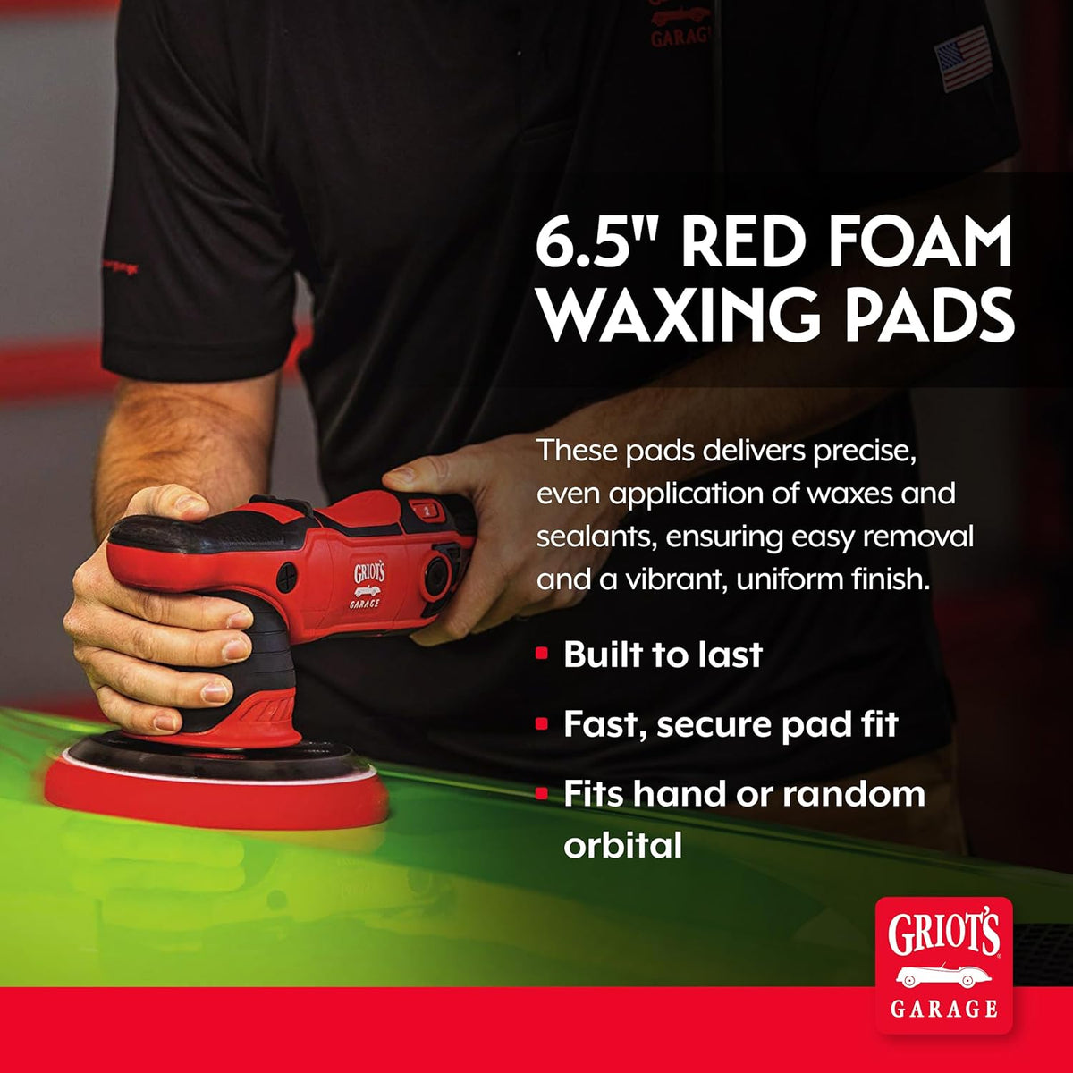 Griot's Garage 6.5” Red Foam Waxing Pads for Car Detailing, Polishing and Buffing Pads for Use with