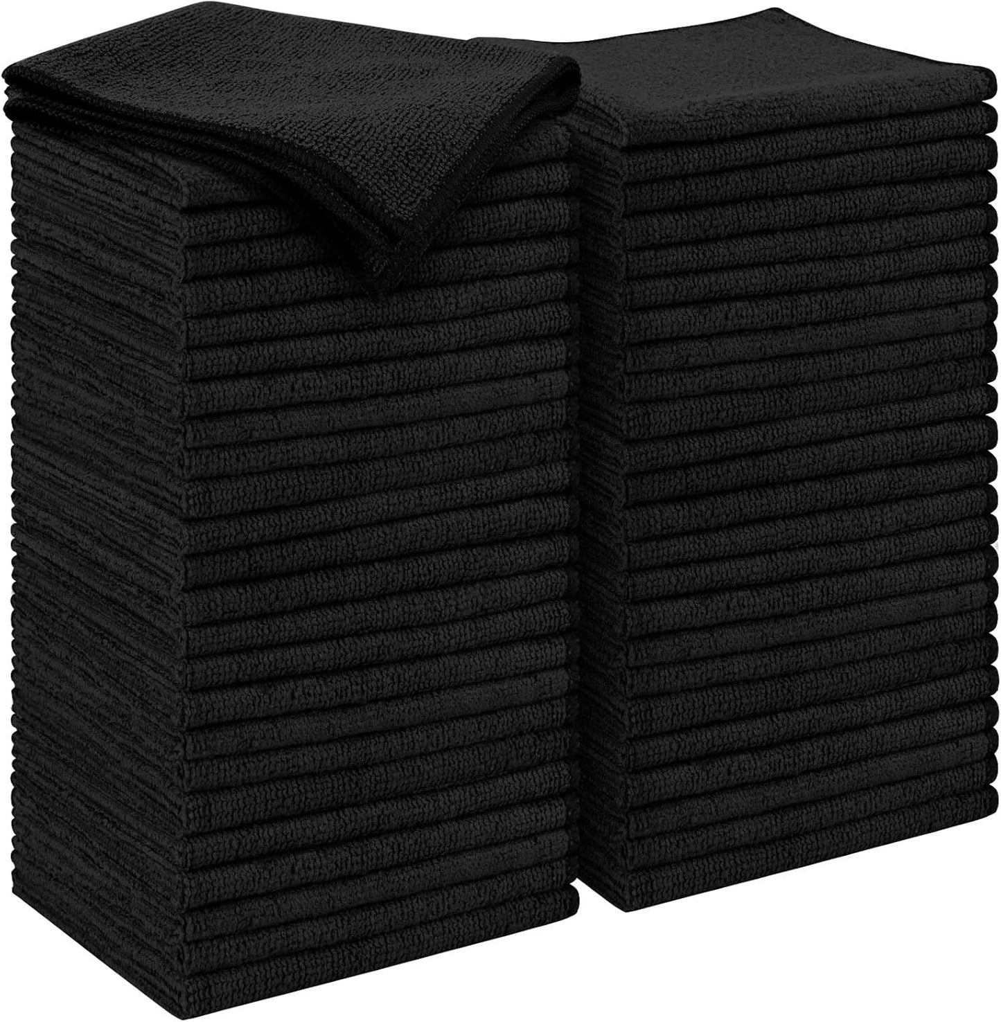 AIDEA Microfiber Cleaning Cloth Black 50PK, Microfiber Towels for Cars, Premium Car Cloths, Dusting