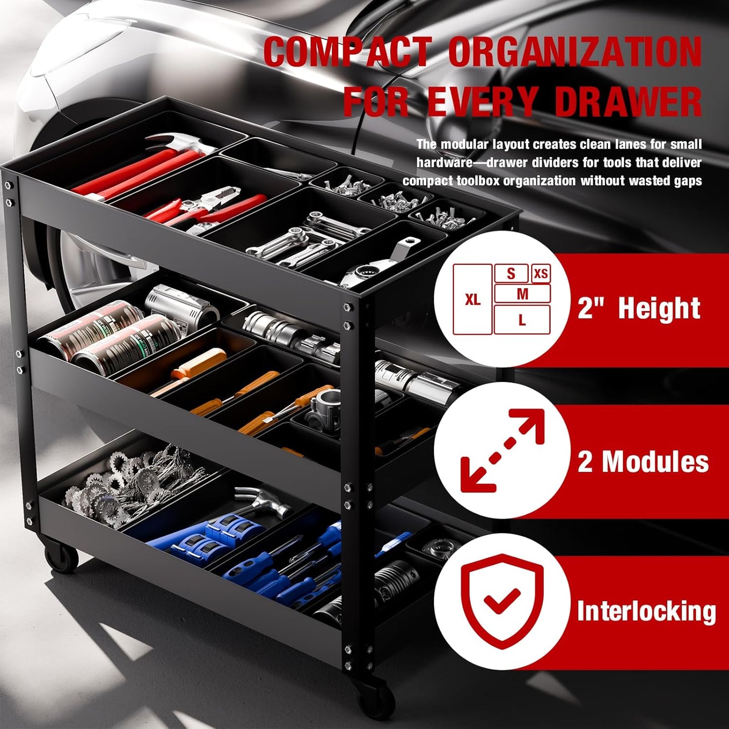16 PCS Small Parts Tool Box Organizer Trays, tool box trays organizer for Toolbox Organization