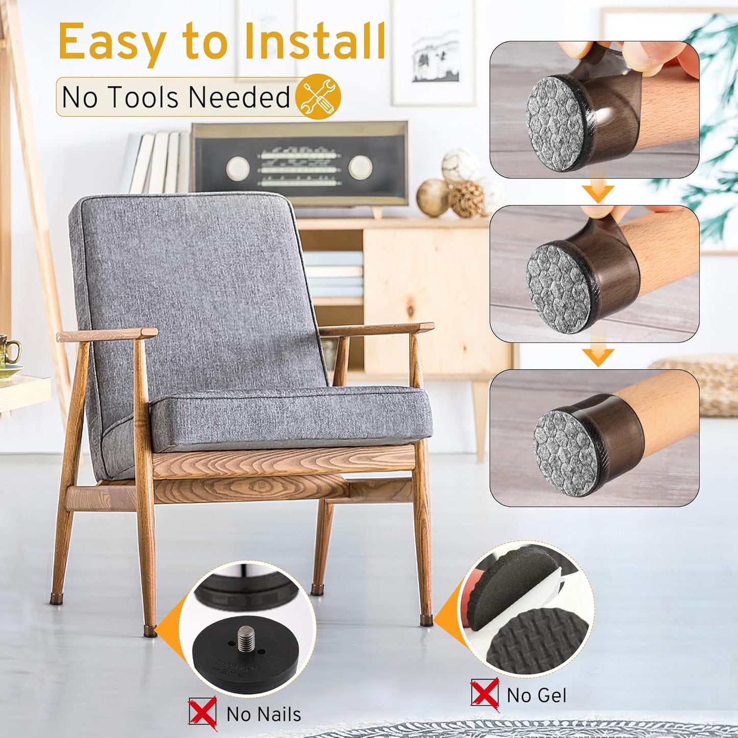 24PCS Round Chair Leg Floor Protectors, Furniture Sliders, Chair Leg Protectors for Hardwood