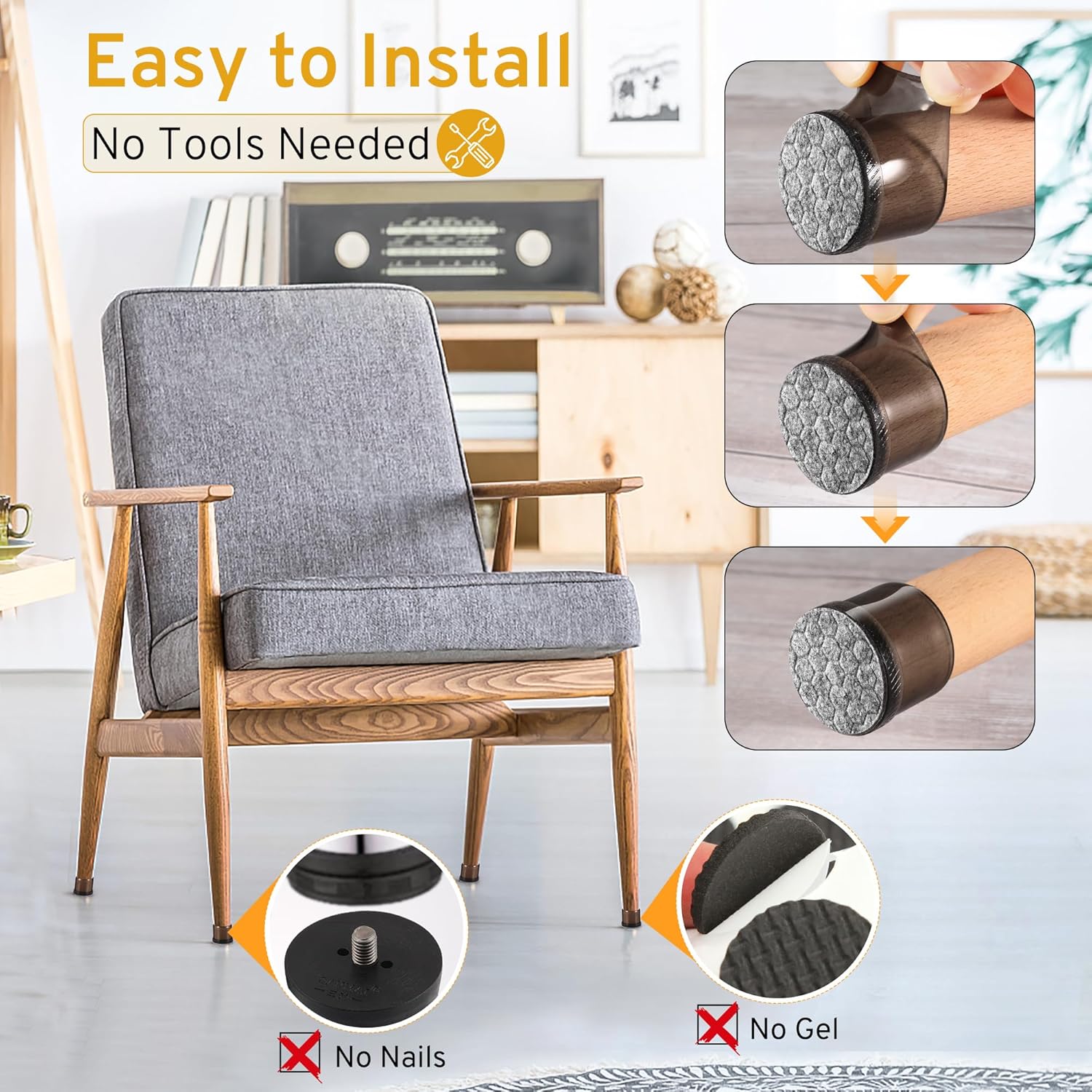 24PCS Round Chair Leg Floor Protectors, Furniture Sliders, Chair Leg Protectors for Hardwood