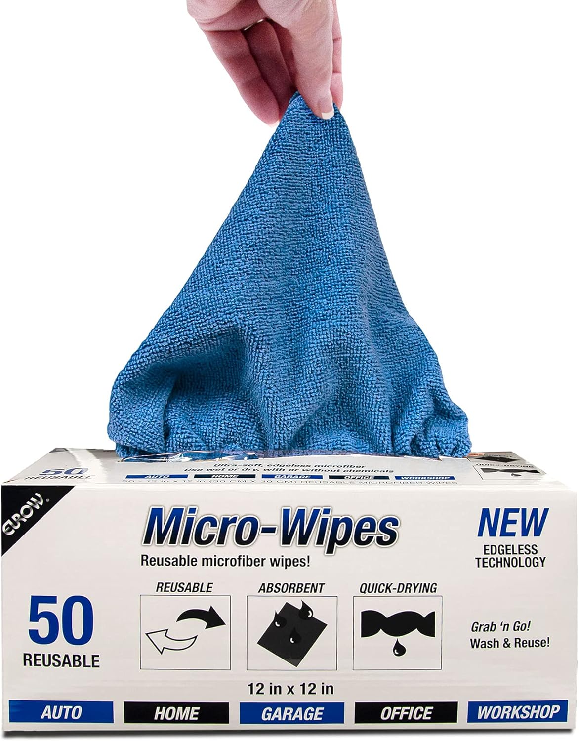 Eurow 200GSM Microfiber Cleaning and Drying Cloths with Dispenser Box, Reusable, Streak-Free