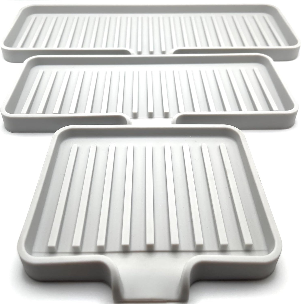 Happitasa Silicone Soap Dish Tray and Sponge Holder with Drain Chute, Pack of 2 | Bathroom and