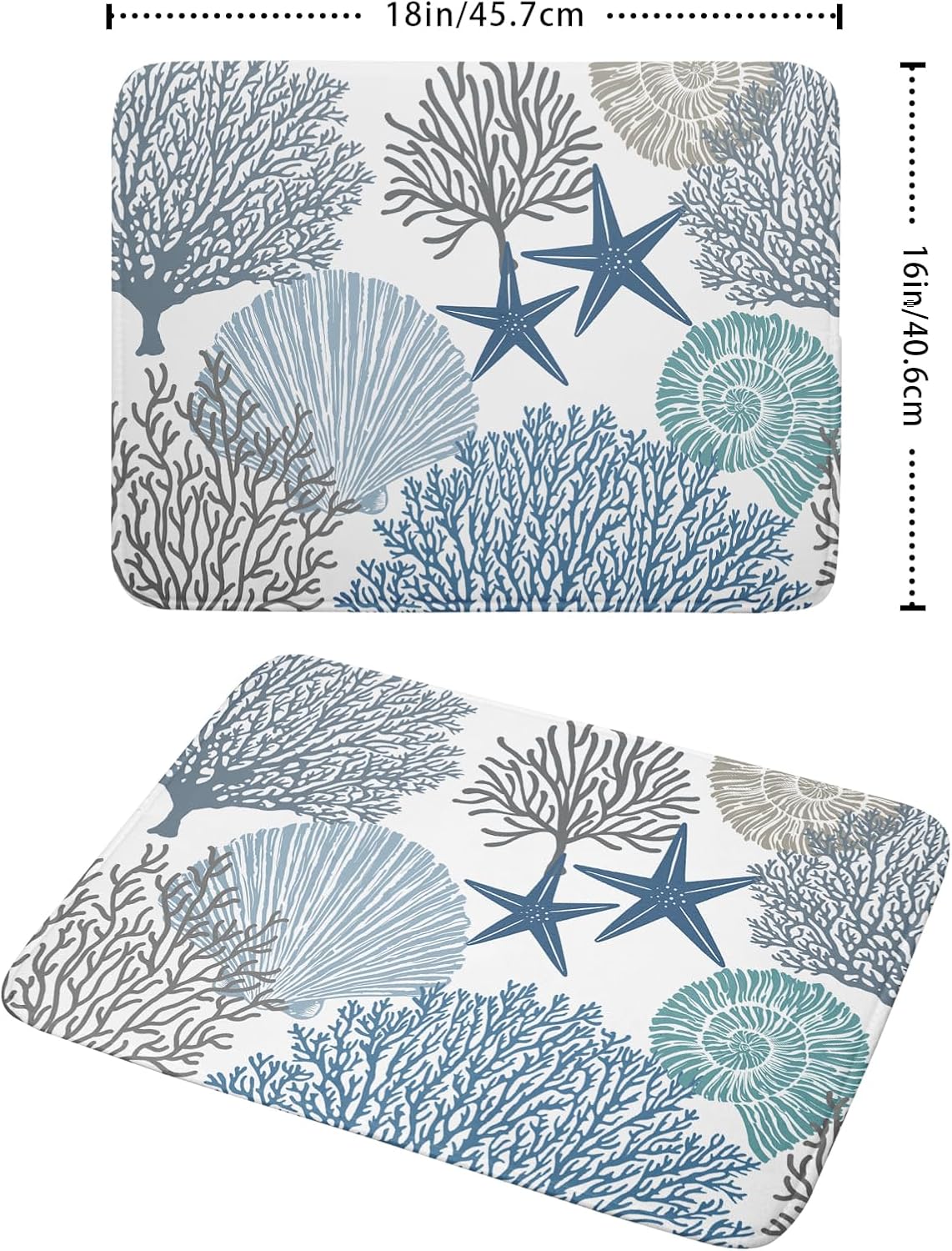 Summer Coastal Dish Drying Mats for Kitchen Counter 16x18 Inch Sea Shells Starfish Drying Mat High