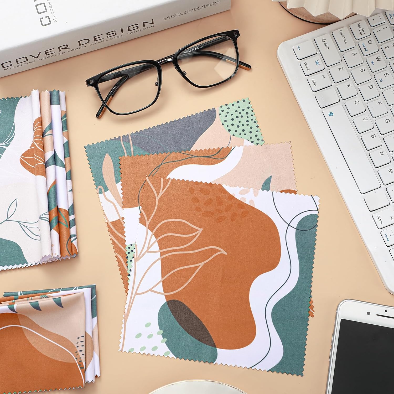 Sinmoe 20 Pcs Microfiber Cleaning Cloth for Glasses Cute Boho Abstract Design Microfiber Cloth Soft