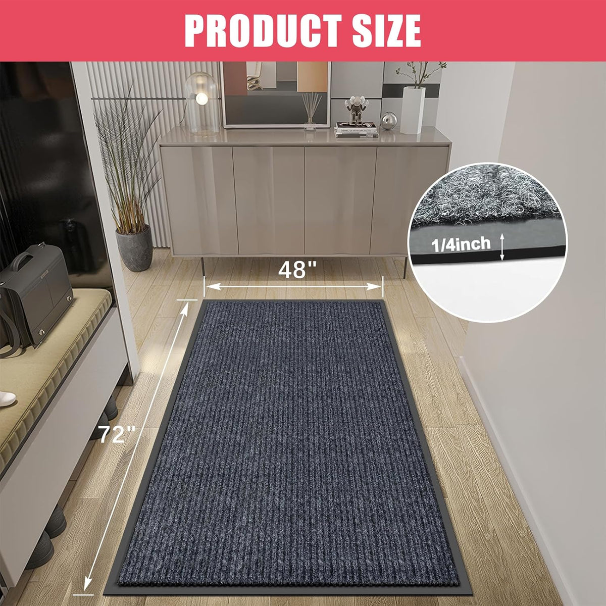 Kuyal Front Door Mat, 4'x6' Indoor Outdoor Entrance Mat, Commercial Floor Mats Inside Outside