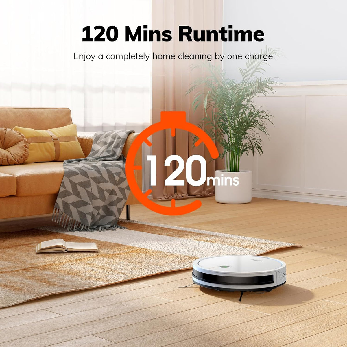 ILIFE V2 Robot Vacuum Cleaner, Tangle-Free Suction, 120 Mins Runtime, Slim, Self-Charging Robotic