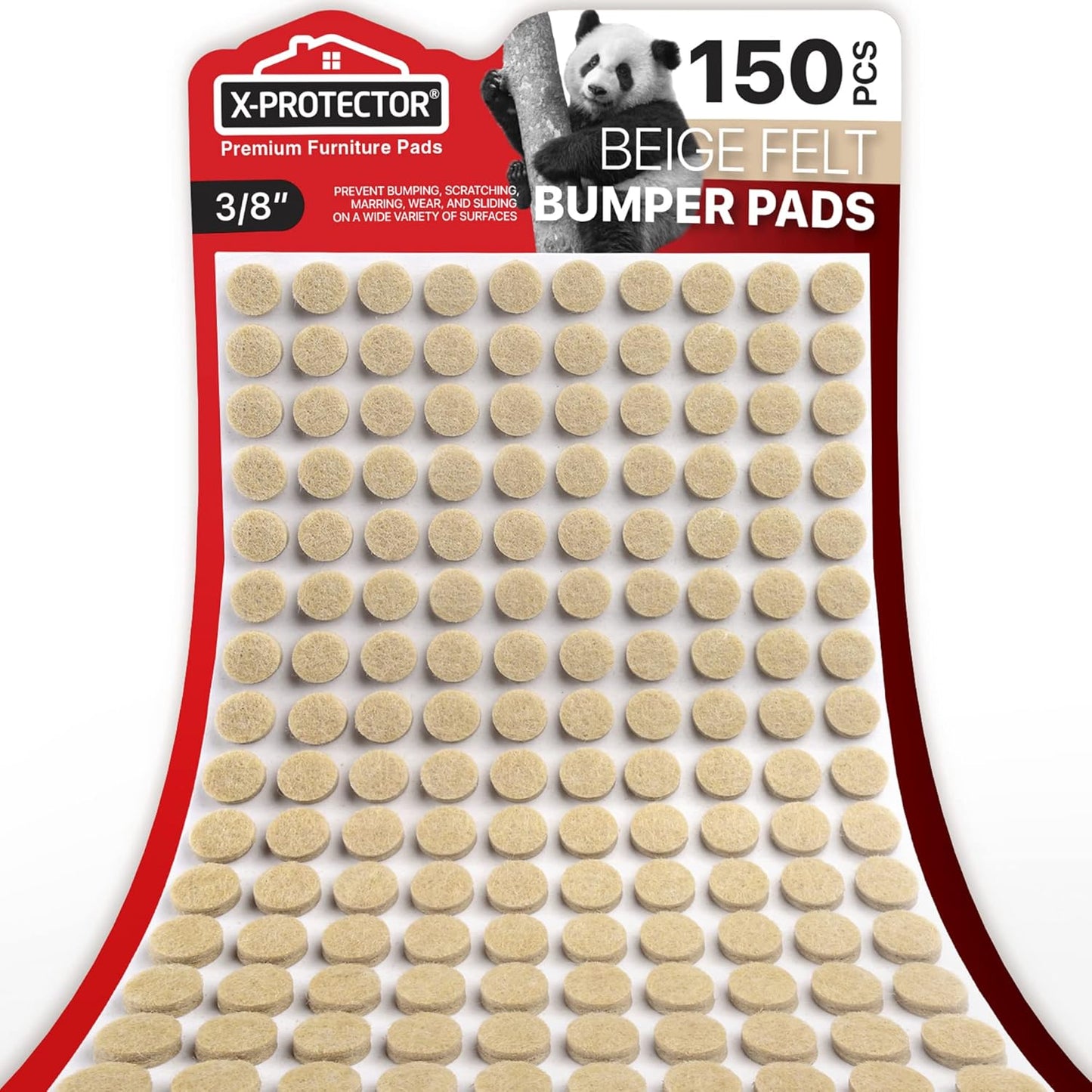 Cabinet Door Bumpers X-Protector 150 PCS - Small Felt Pads 3/8” - Ideal Beige Felt Bumpers