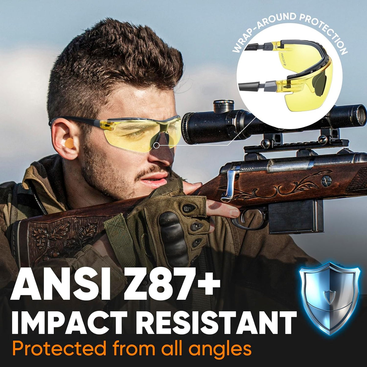 TICONN Anti-Fog Safety Glasses for Men and Women, ANSI Z87.1 Scratch Proof Eye Goggles with