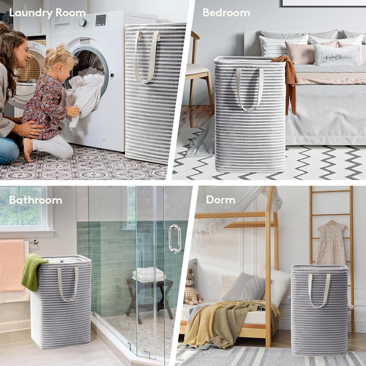 Lifewit 4 Pack Laundry Hamper Large Collapsible Laundry Baskets, Freestanding Waterproof Clothes