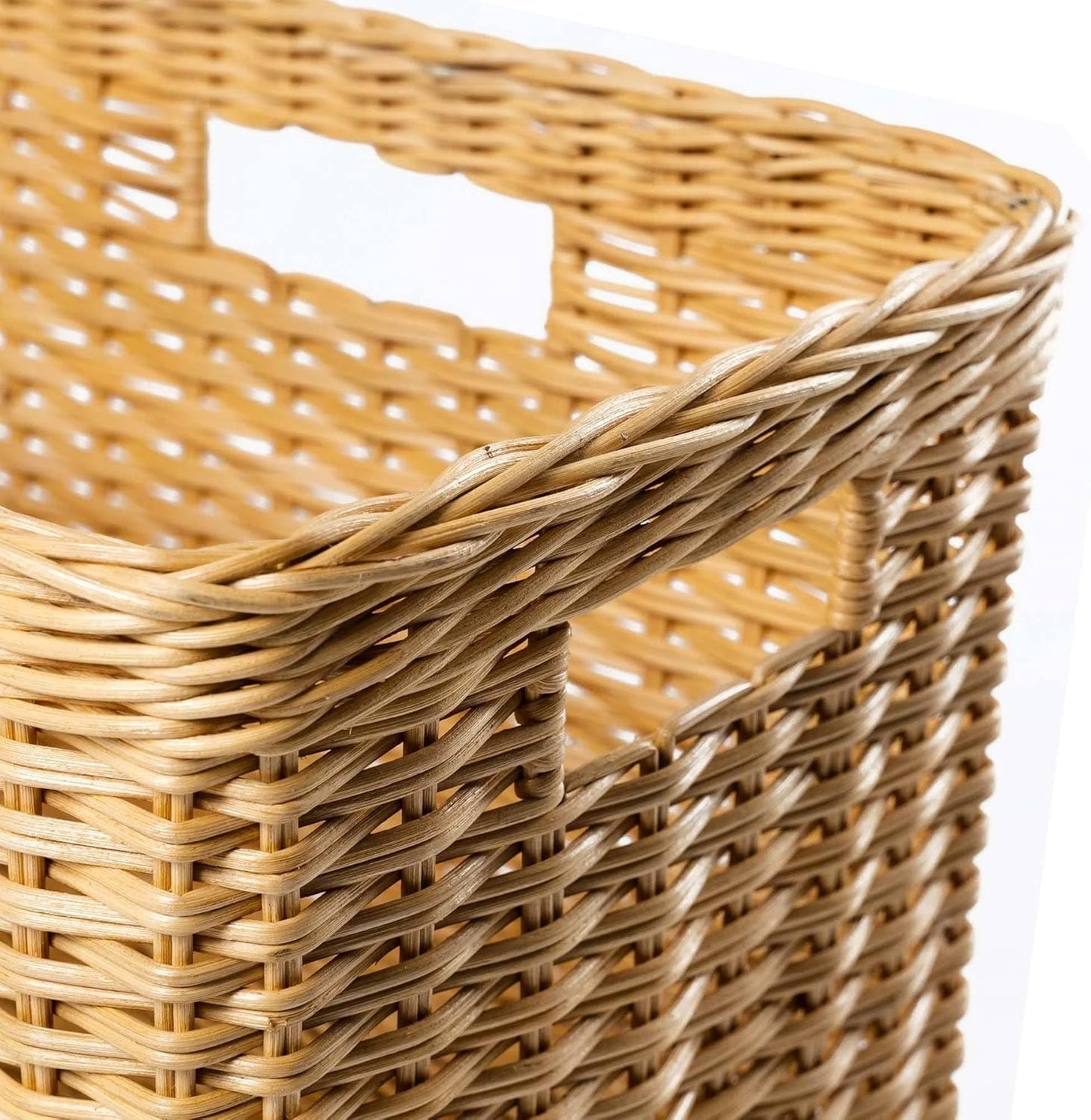 The Basket Lady Tall Rectangular Wicker Storage Basket, Medium, 20 in L x 13 in W x 11 in H