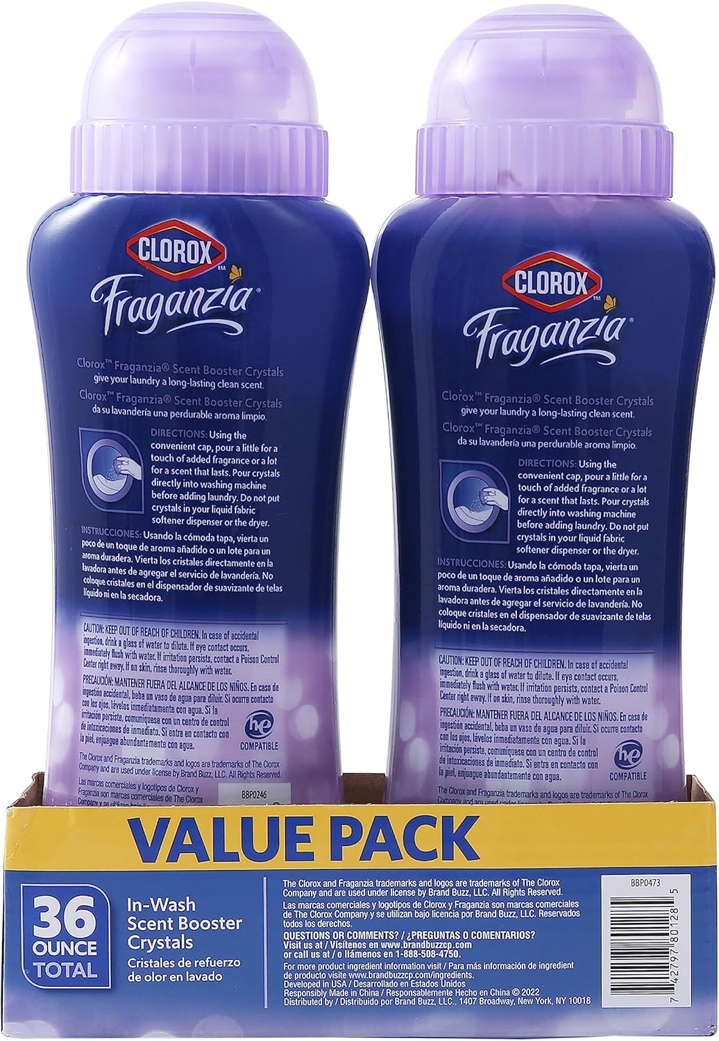 Clorox Fraganzia Scent Boosting in-Wash Laundry Crystals, Lavender - 12 Count - 18 Oz Each |