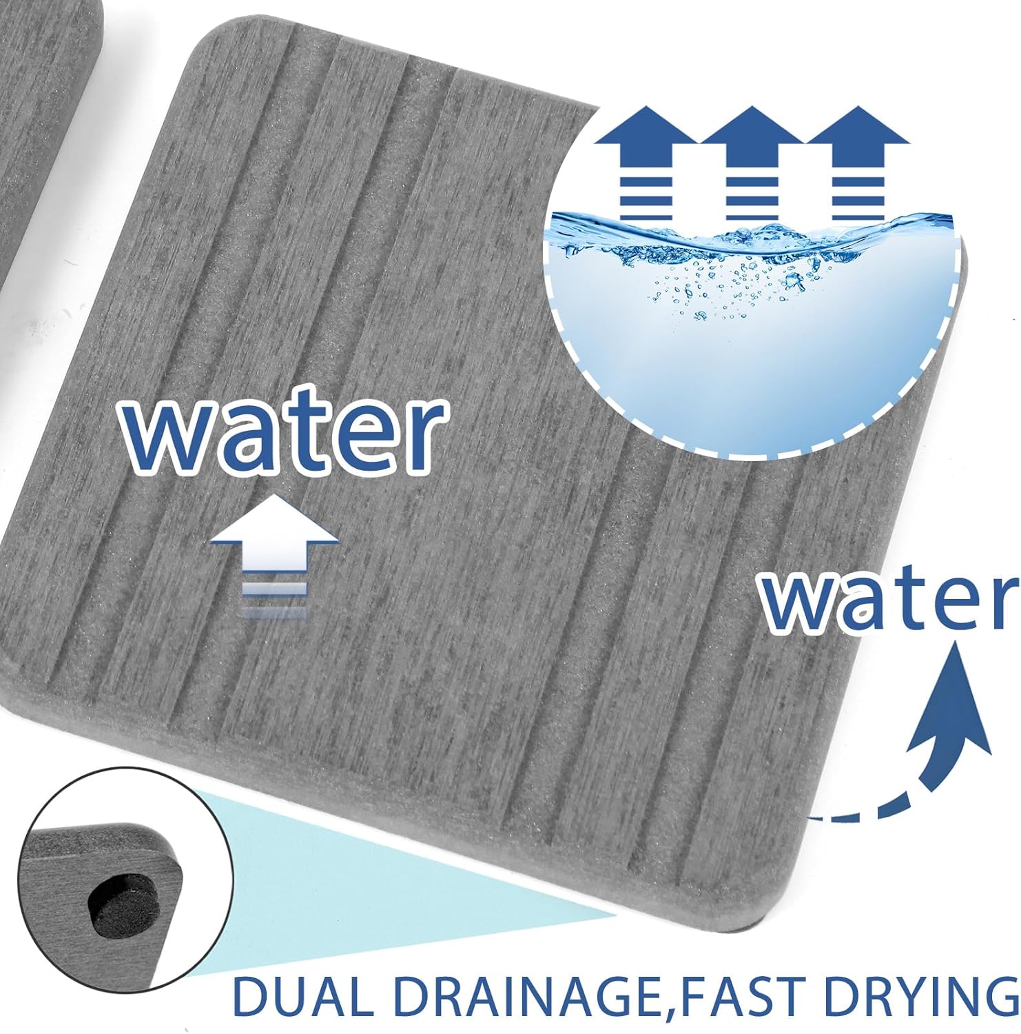 3PCS Water Absorbing Stone Tray, DryingNeat Diatomite Stone Sink Tray, Instant Dry Sink Coasters