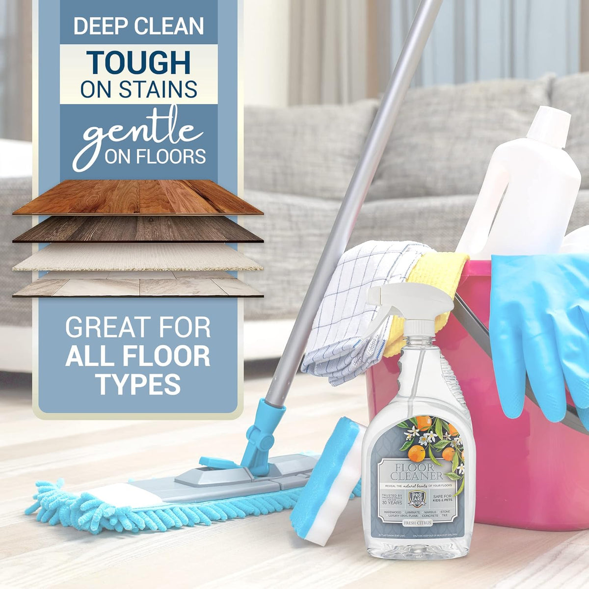 ProCare Citrus Floor Cleaner (Made in USA) | Tile, Stone, Laminate, Vinyl & Natural Wood Floor