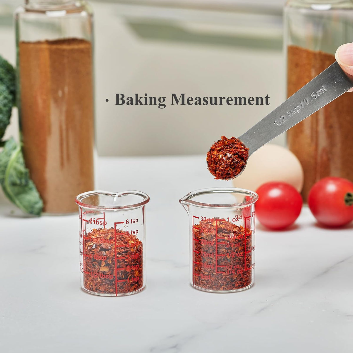 High Borosilicate Glass Measuring Cup with V-Shaped Spout, 30ml (1oz) | Pack of 2 – Precision Glass