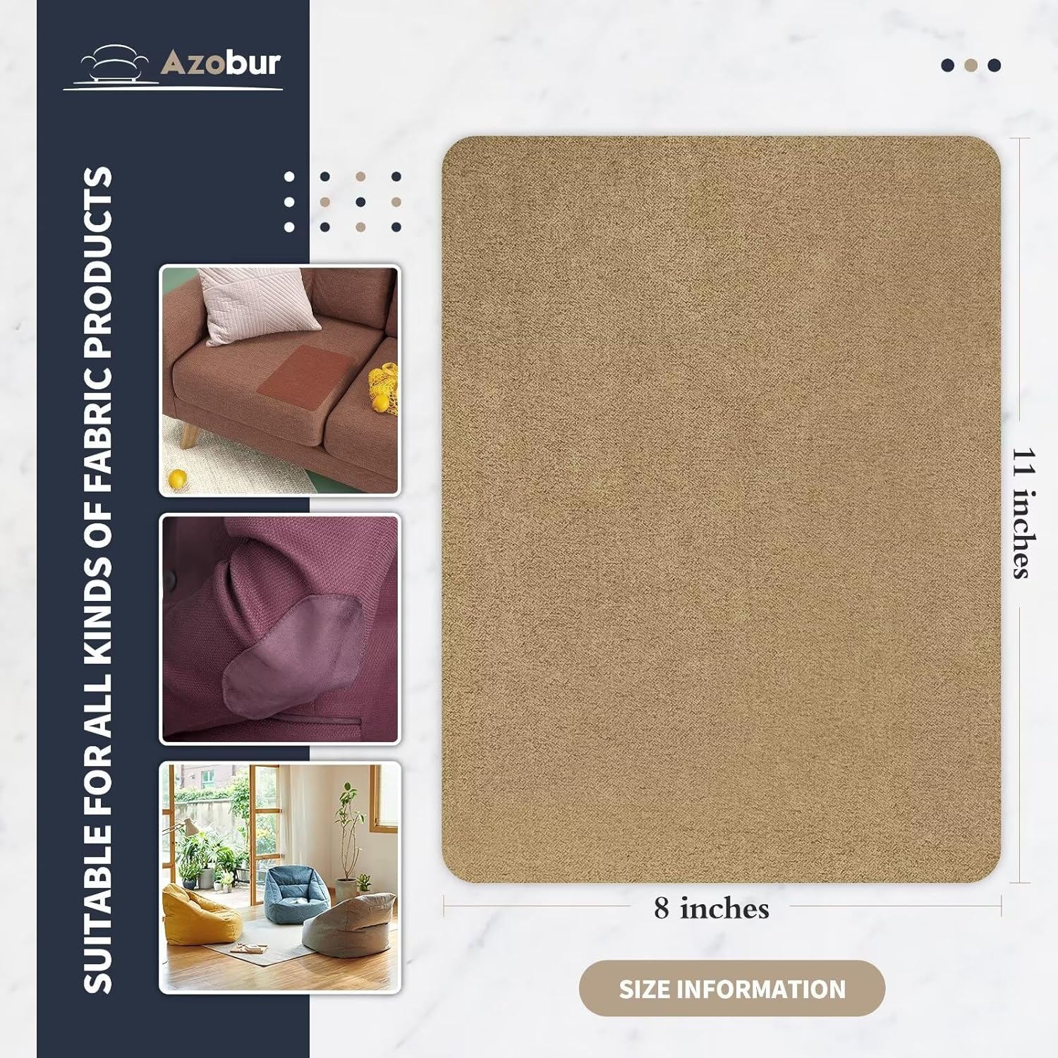 Azobur Velvet Patch,Self-Adhesive Rectangular Flannel Fabric Patch,Multicolor Available Anti