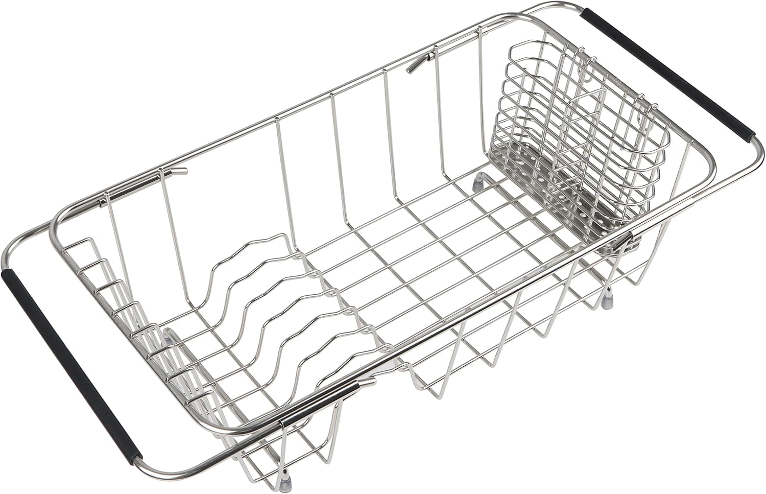 Sink Dish Drainer Rack, Expandable 304 Stainless Steel Dish Drying Rack Organizer with Stainless
