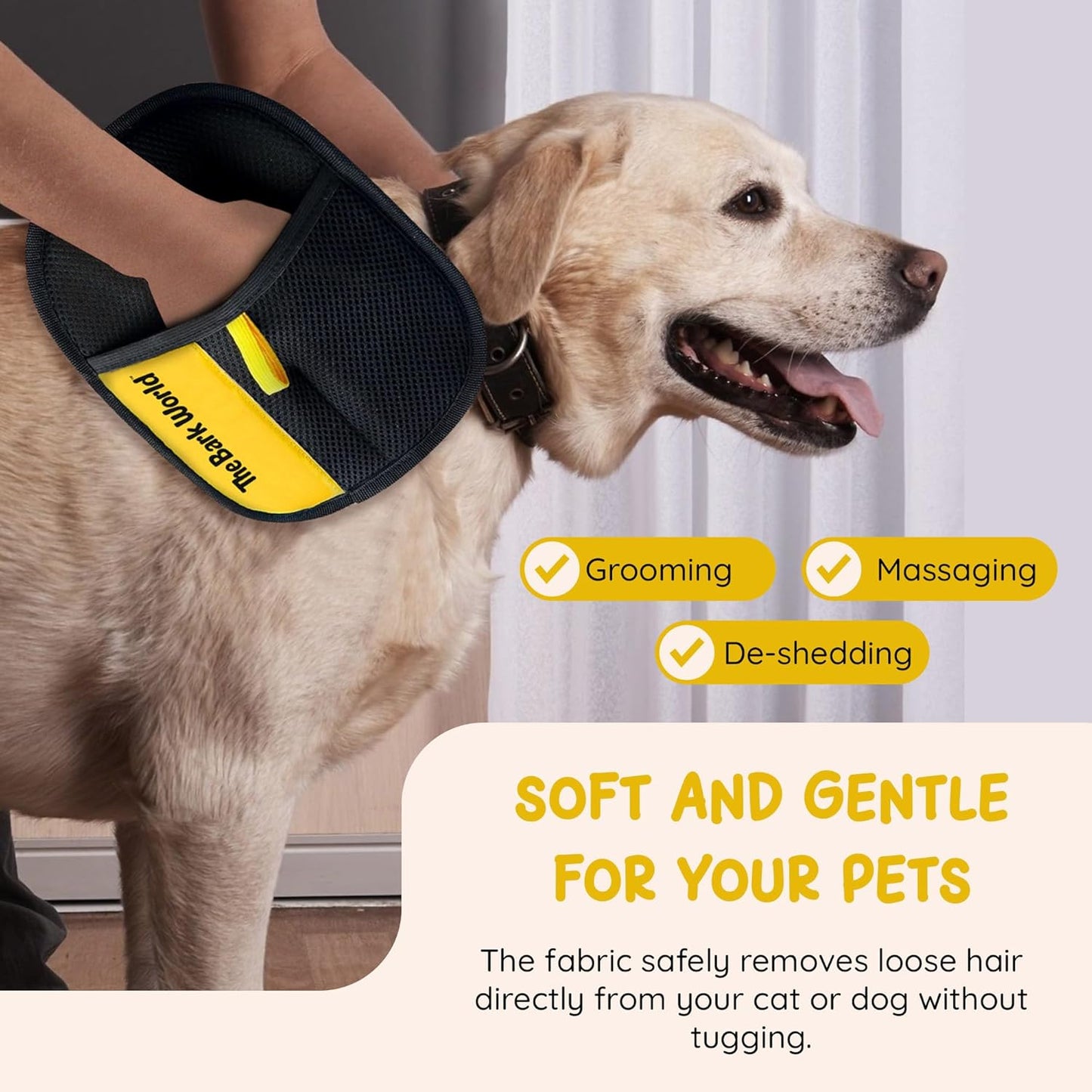Pet Hair Removal Glove 2-Pack – Reusable Dog & Cat Fur Remover Mitts – Electrostatic Lint Removal