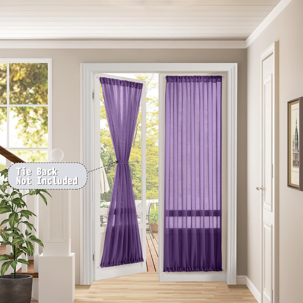 Tollpiz Sheer Door Curtain Closet Linen Textured Curtain Sheers Doorway Light Filtering Voile