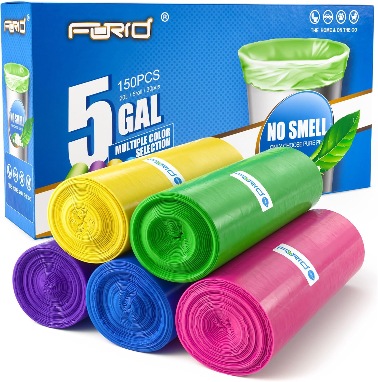 FORID Small Garbage Bags - 5 Gallon, Trash Can Liner for Home, Office, Bathroom, Bedroom, Waste Bin