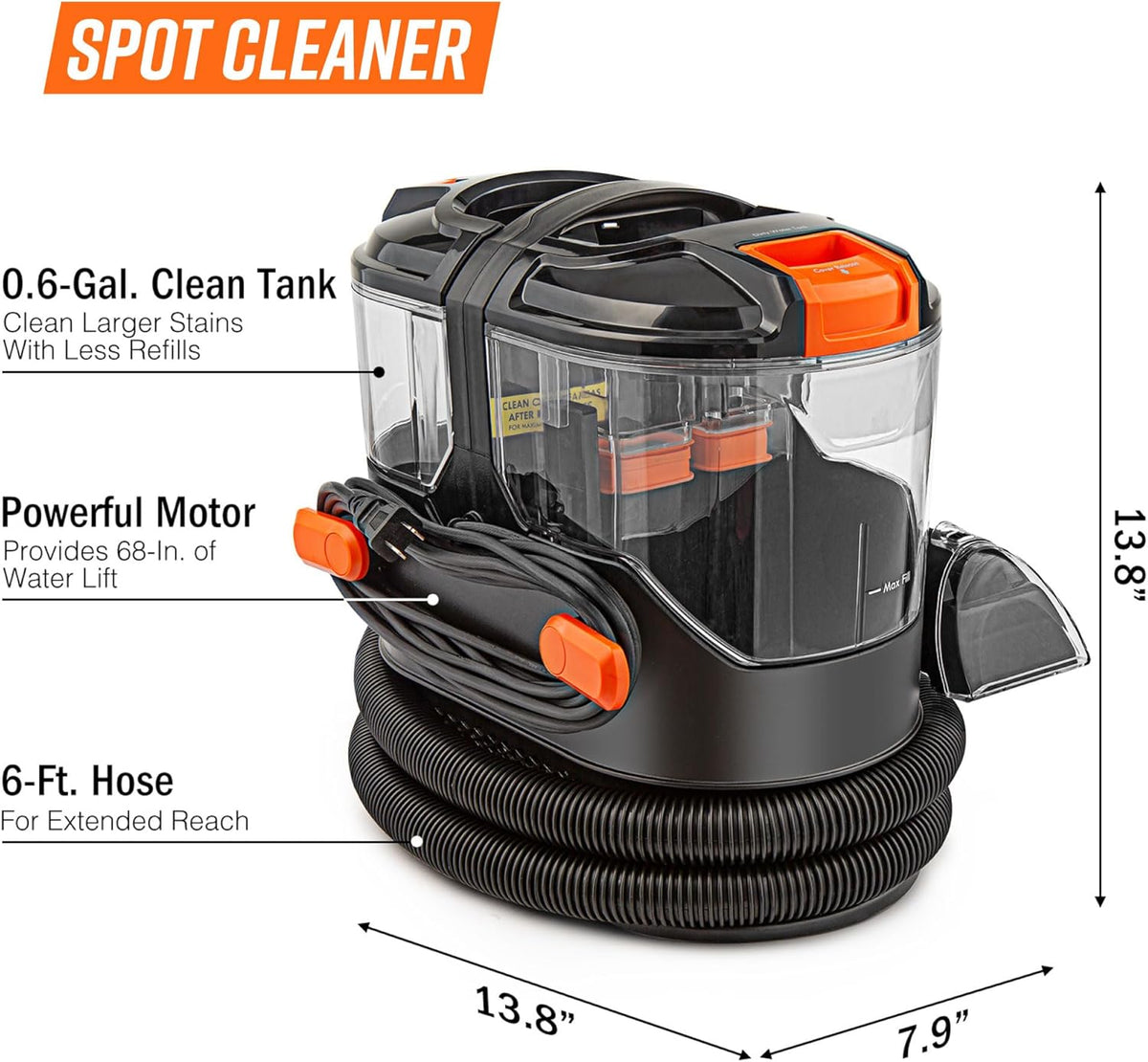 Armor All SCA702 901 7 Amp Portable Spot Cleaner for Car Cleaning, Carpet and Upholstery Stain
