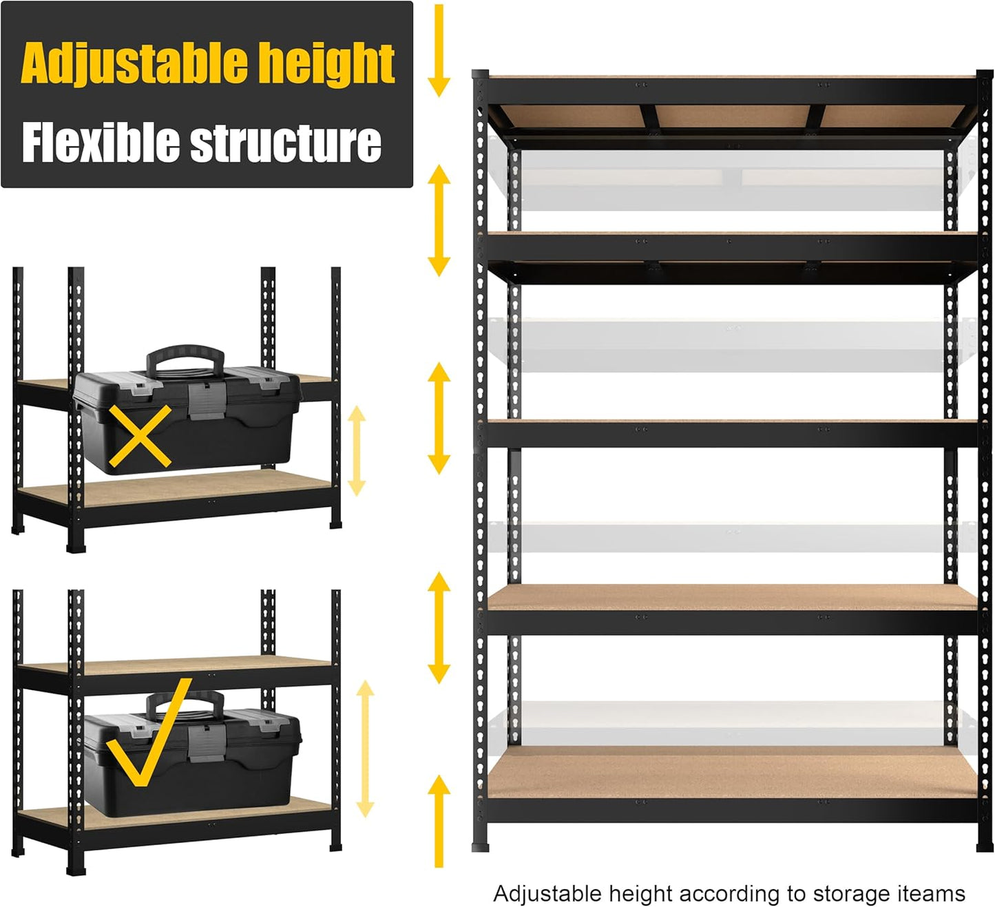 PrimeZone 2 Pack Storage Shelves 48" x 24" x 72" - 5 Tier Heavy Duty Adjustable Garage Storage