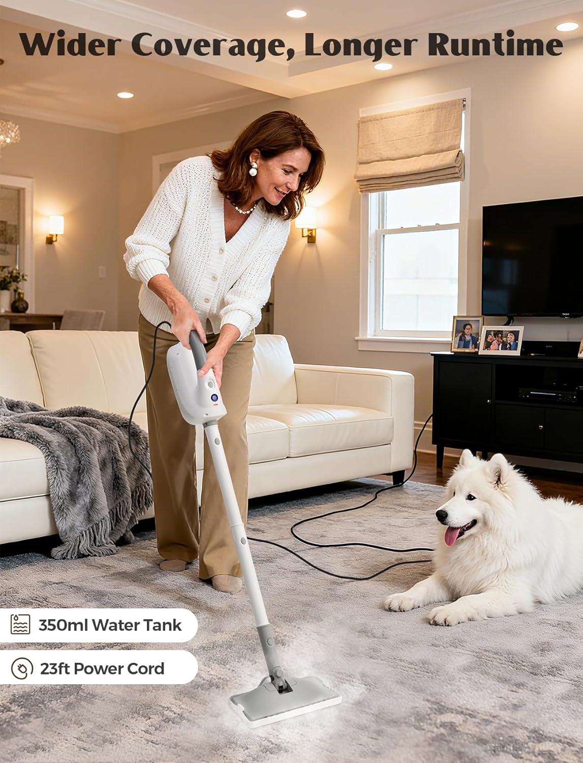 10-in-1 Steam Mop with Detachable Handheld Steamer, Multi & Up Steam Cleaner for Home with 350ml