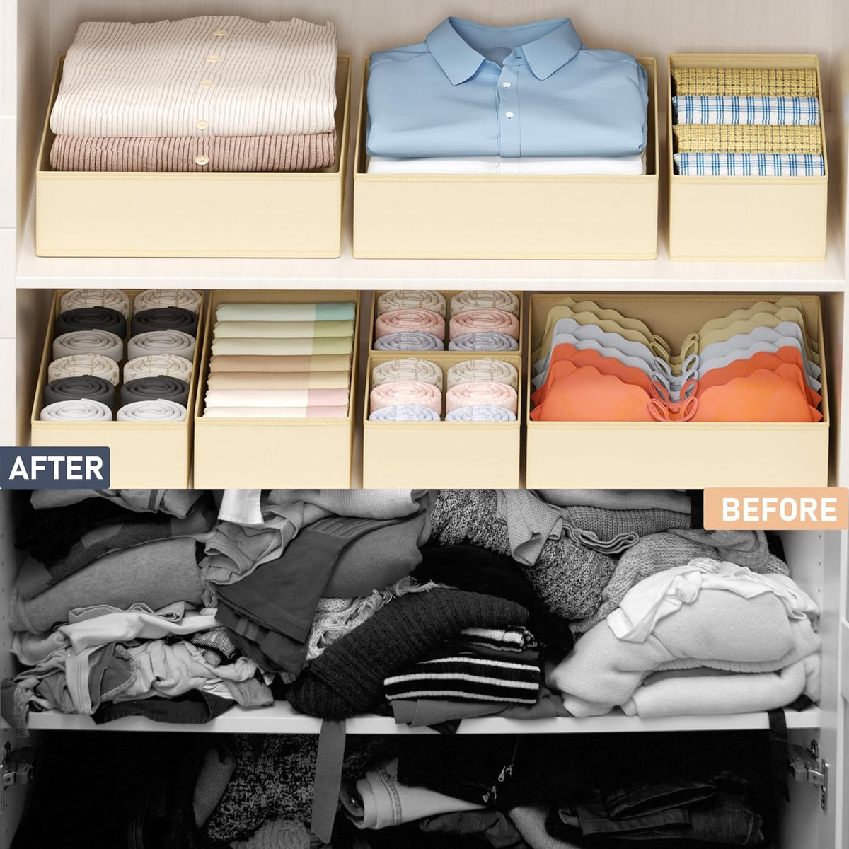 DIMJ Drawer Organizer Clothes - 16 Pack Baby Dresser Organizer for Nursery, Foldable Drawer