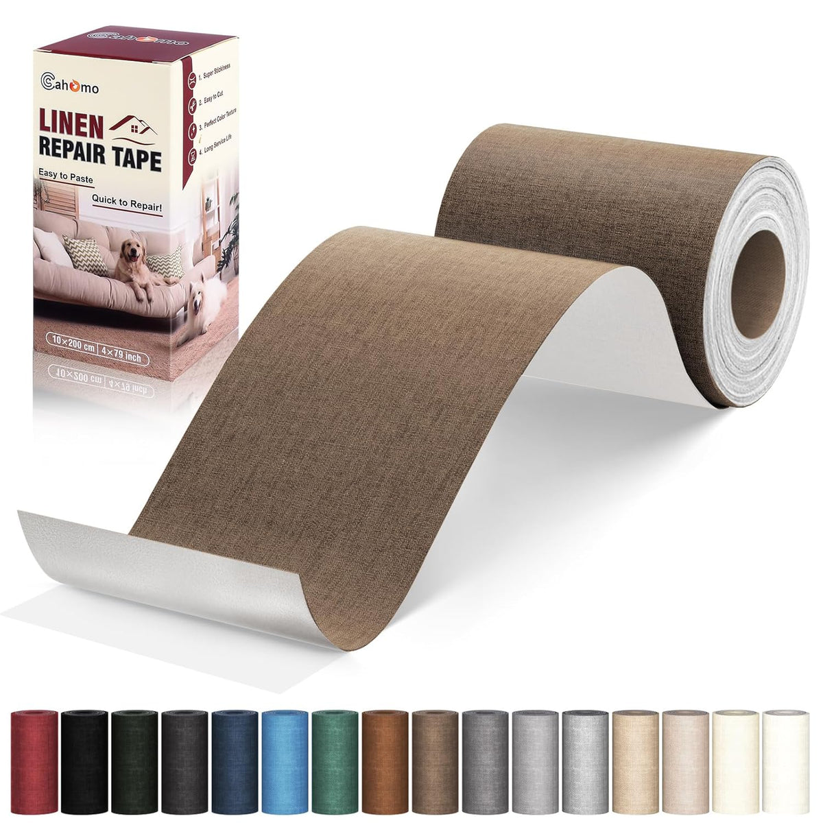 Linen Repair Tape 4x79 inch, Self Adhesive Fabric Patches, Linen Patch Tape Kit, Fabric Repair Tape
