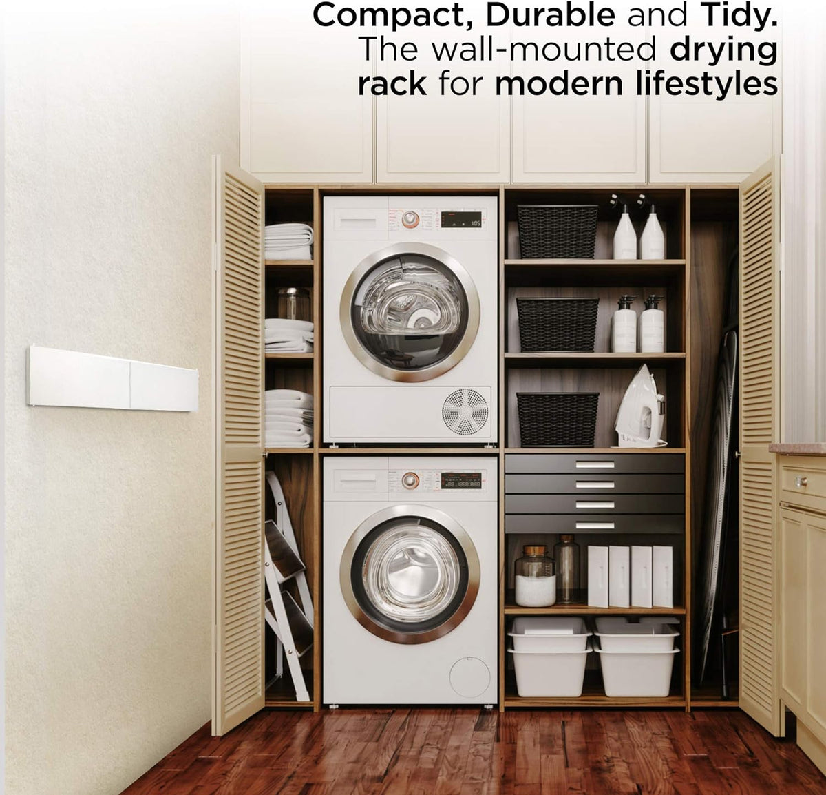 Step Up Laundry Drying Rack (Extra Large: 47 Inches, 12 Lbs), Wall Mounted, Retractable Clothes