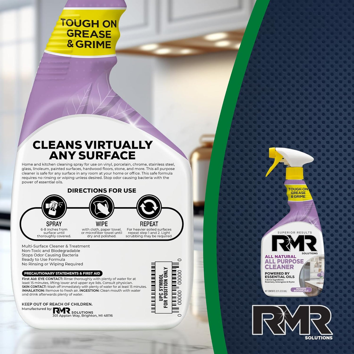 RMR All Natural All-Purpose Cleaner - Non-Toxic, Rinse-Free Multipurpose Cleaning Supplies