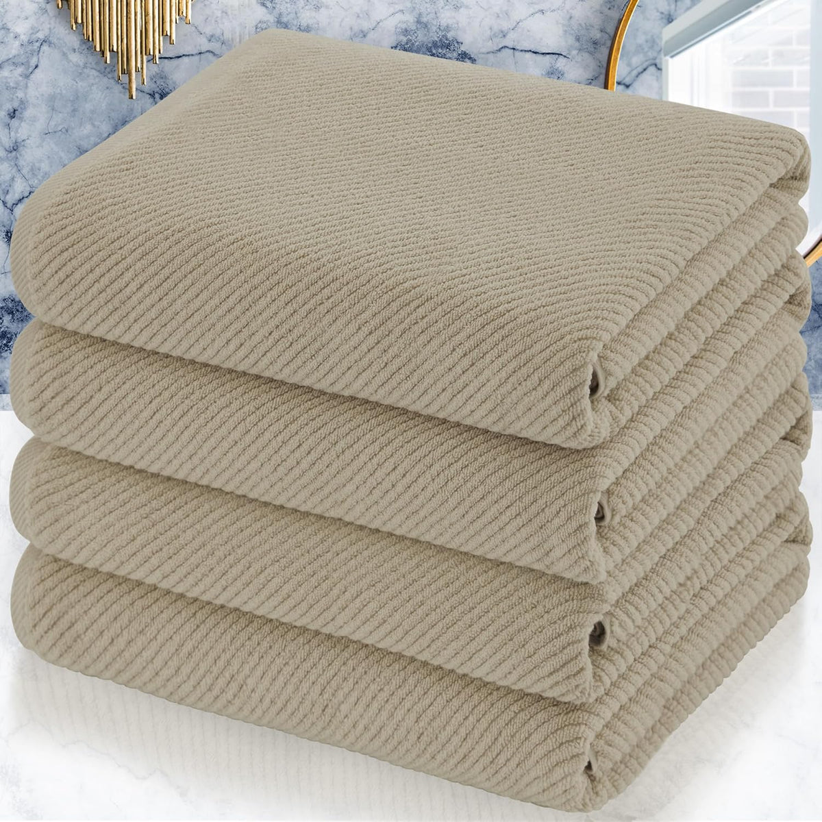 VOOVA & MOVAS Bath Towels Set of 4, Large 30" x 56" - 100% Cotton | Quick Dry | Light Weight |