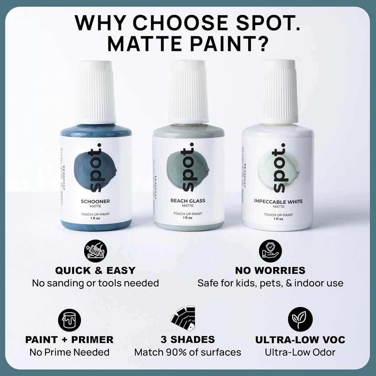 spot. Touch-Up Paint | Matte Finish for Cabinets, Walls, Doors & Furniture | Multi-Tone Blue Repair