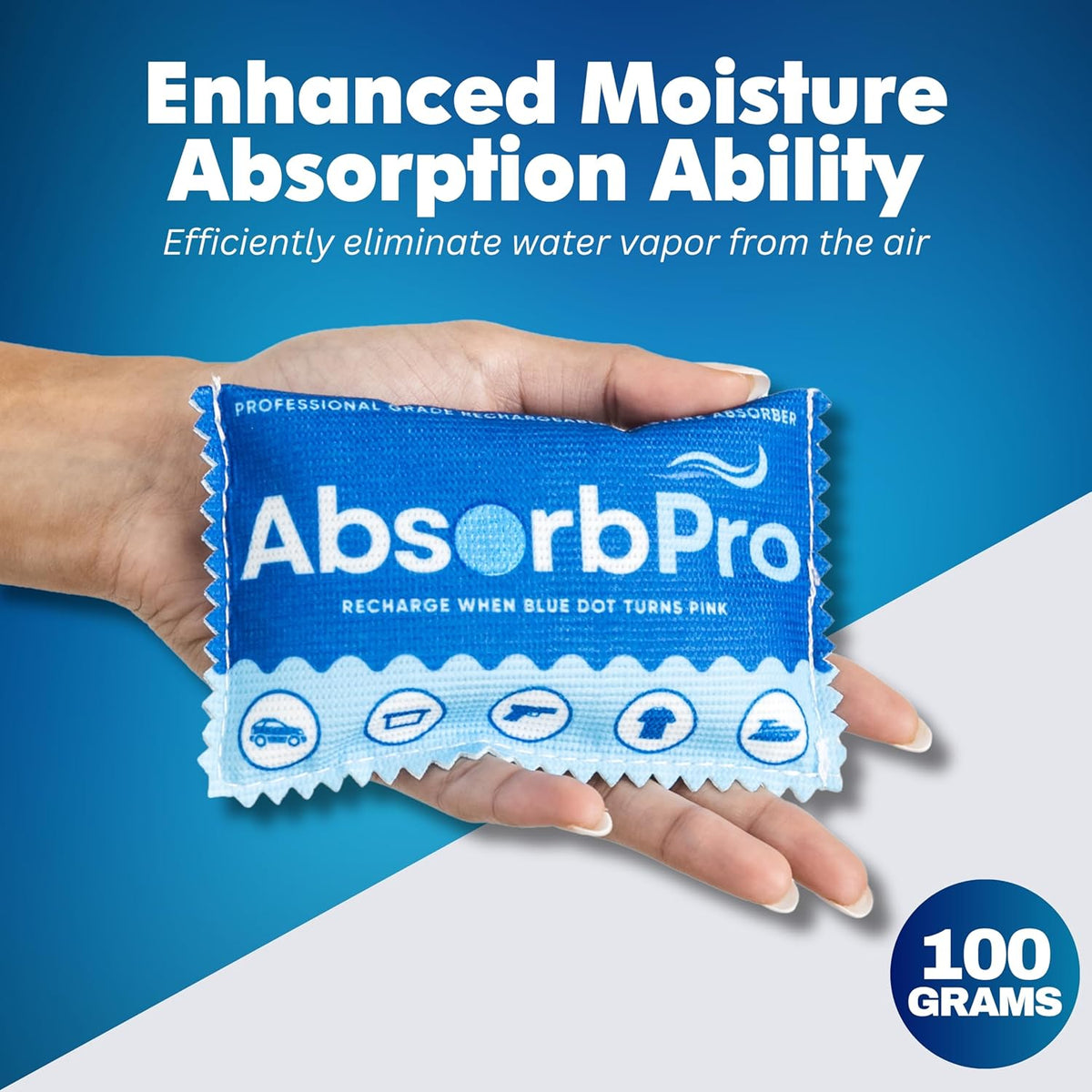 Rechargeable Dehumidifier Bag 5-Pack - 100g Reusable Moisture Absorbers - Silica Gel Packets for