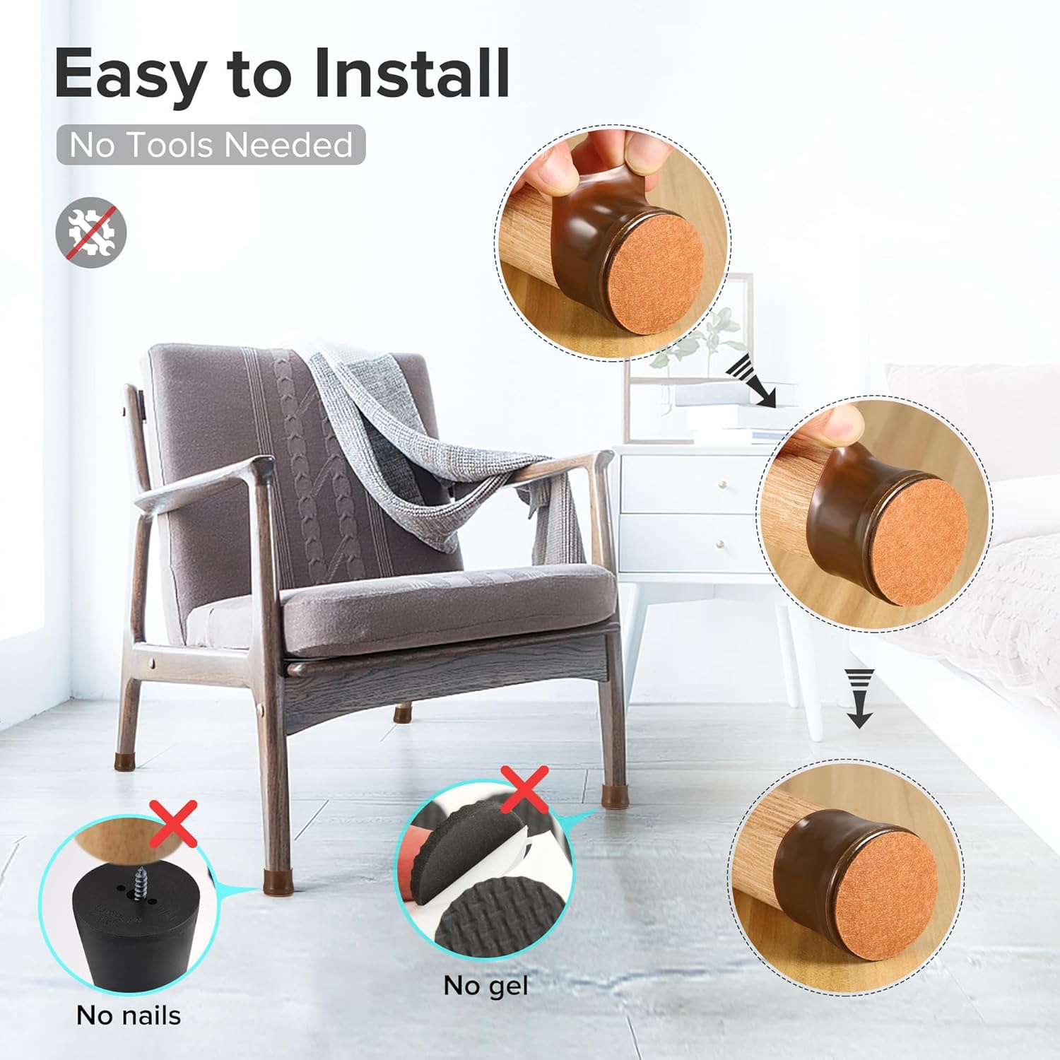 24PCS Upgraded Silicone Chair Leg Floor Protectors for Hardwood Floors, Furniture Sliders for Chair