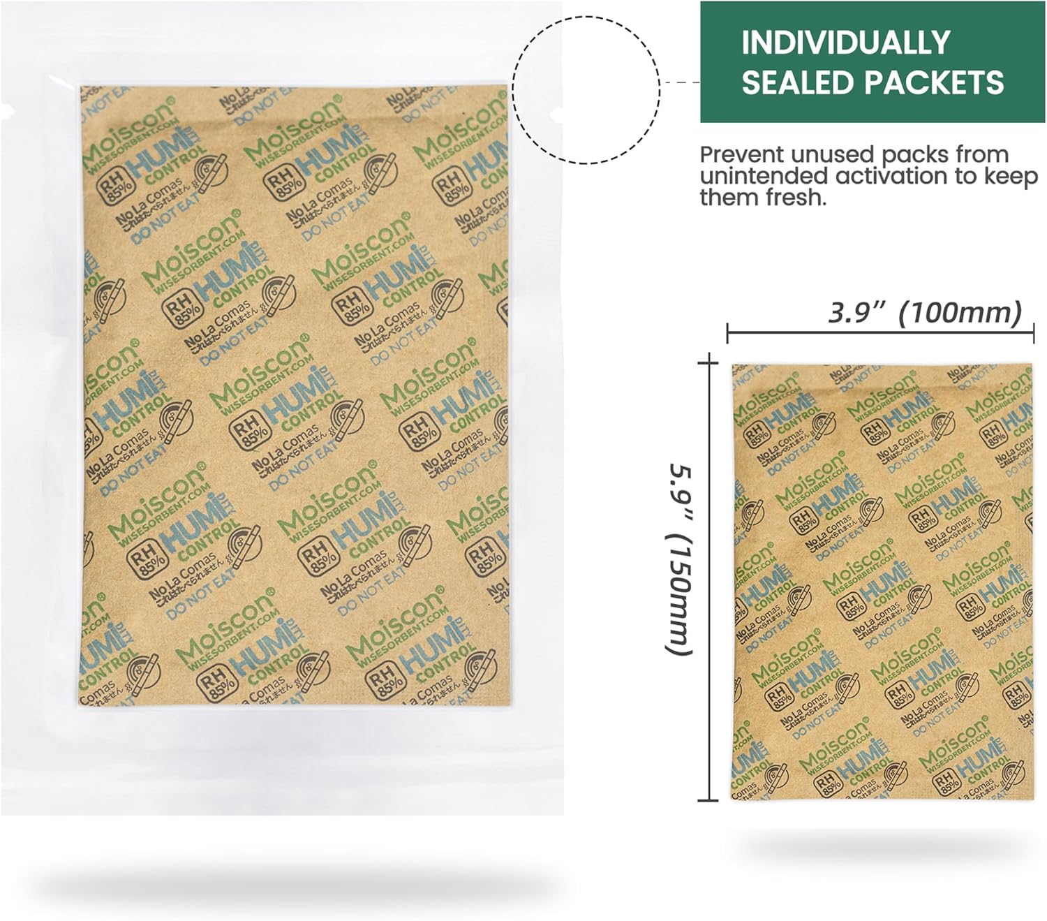 85% Two-Way Humidity Control Packs, 60 Gram 5 Pack for Storing 1 lb, Size 60 Seasoning Packets