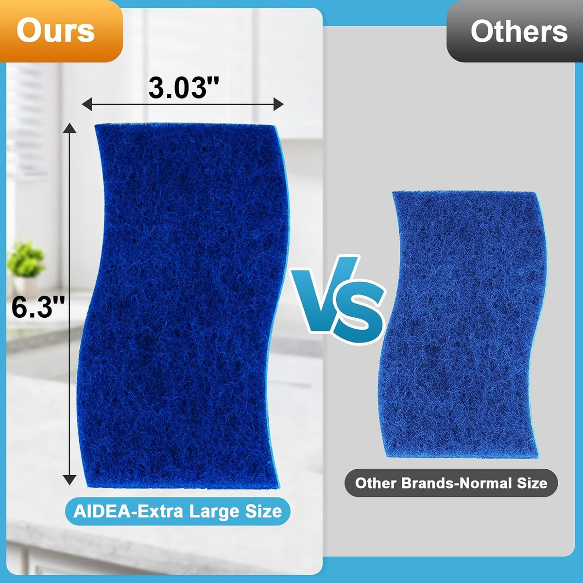 AIDEA XL Scrub Sponges Non-Scratch 12Count, Extra Large Sponges Kitchen, Sponge for Dishes, Cleans