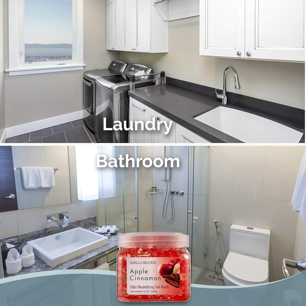 SMELLS BEGONE Odor Eliminator Gel Beads - Air Freshener - Eliminates Odor in Bathrooms, Cars