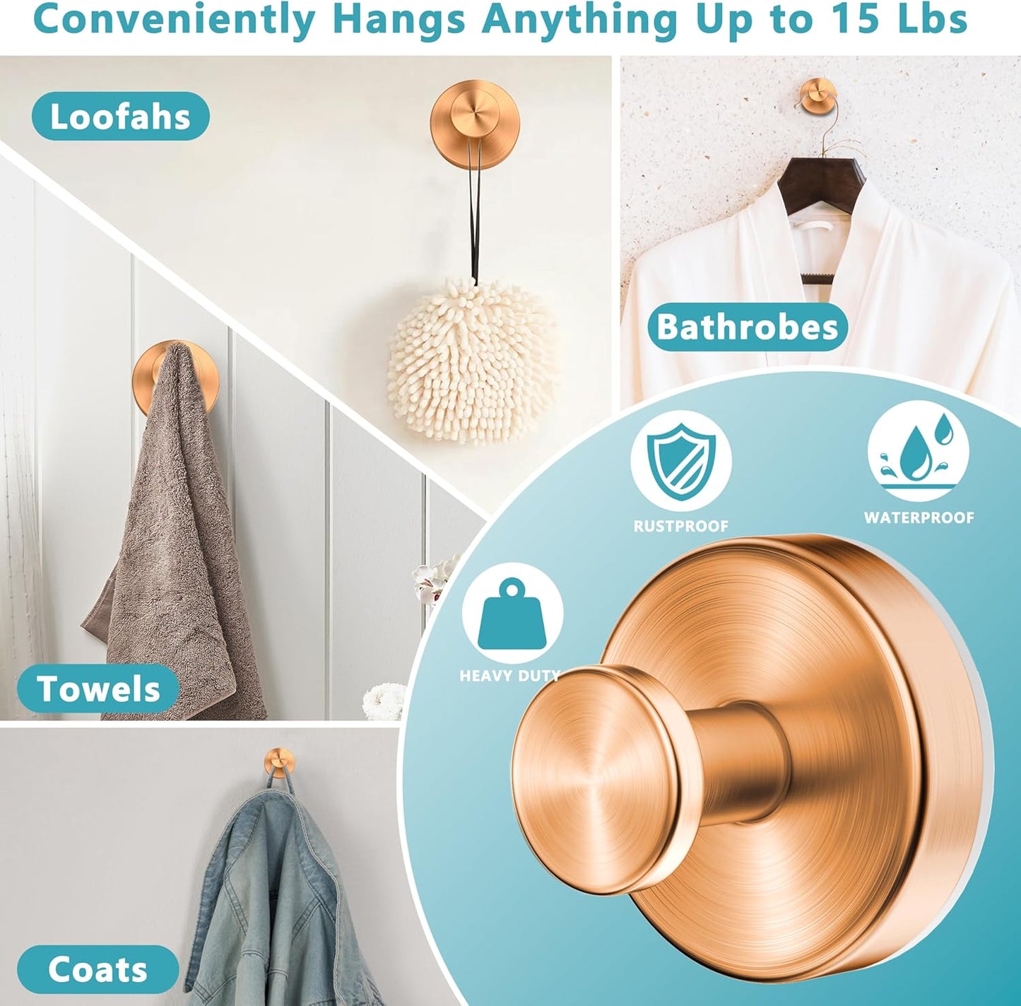 Suction Cup Hooks for Shower,Wreath Hanger for Front Door,Removable No Drill Towel Loofah