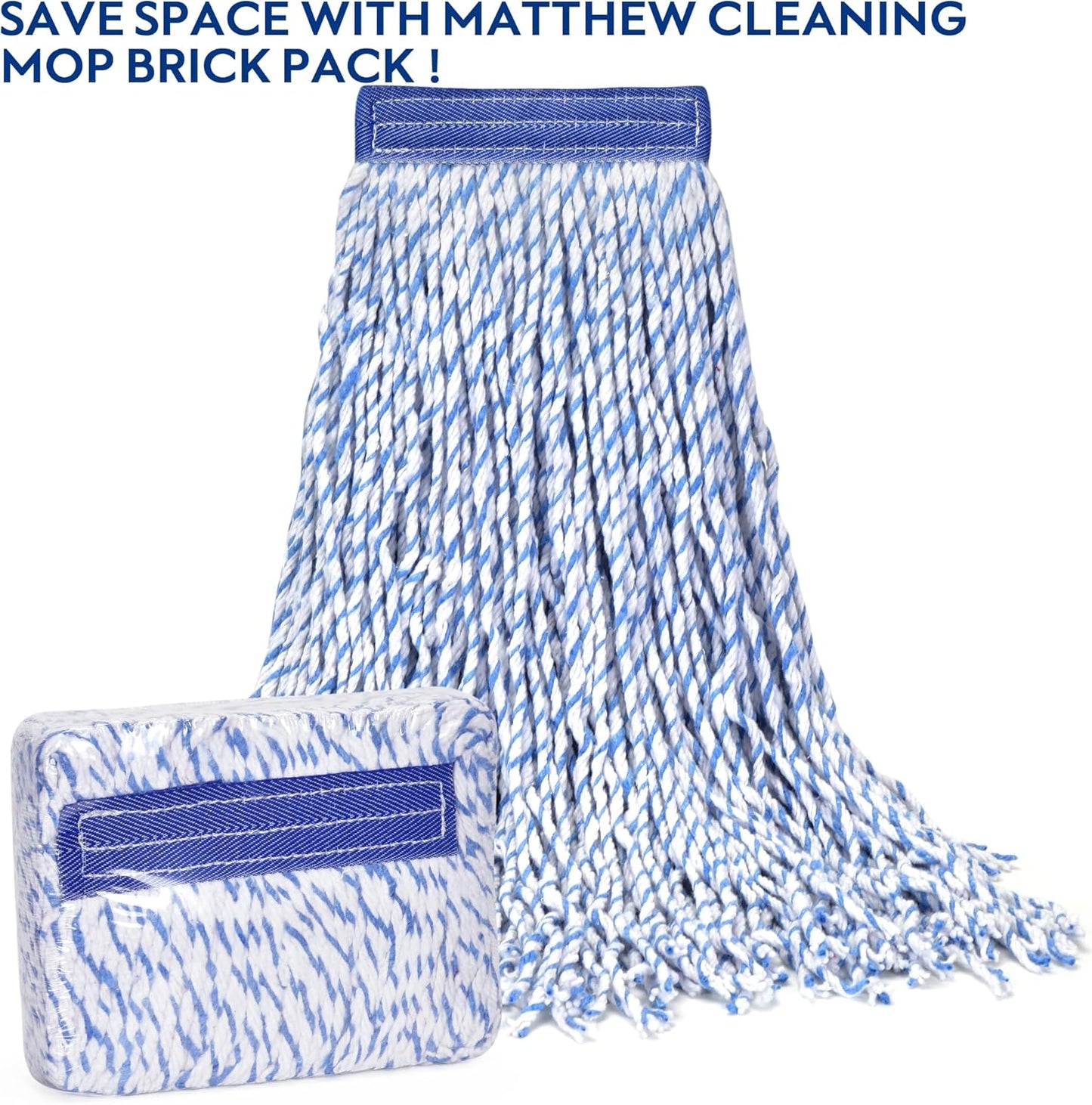 Matthew Cleaning Looped-Open Cotton Wet Mop 1.25'' Universal Headband Heavy Duty Commercial Mop