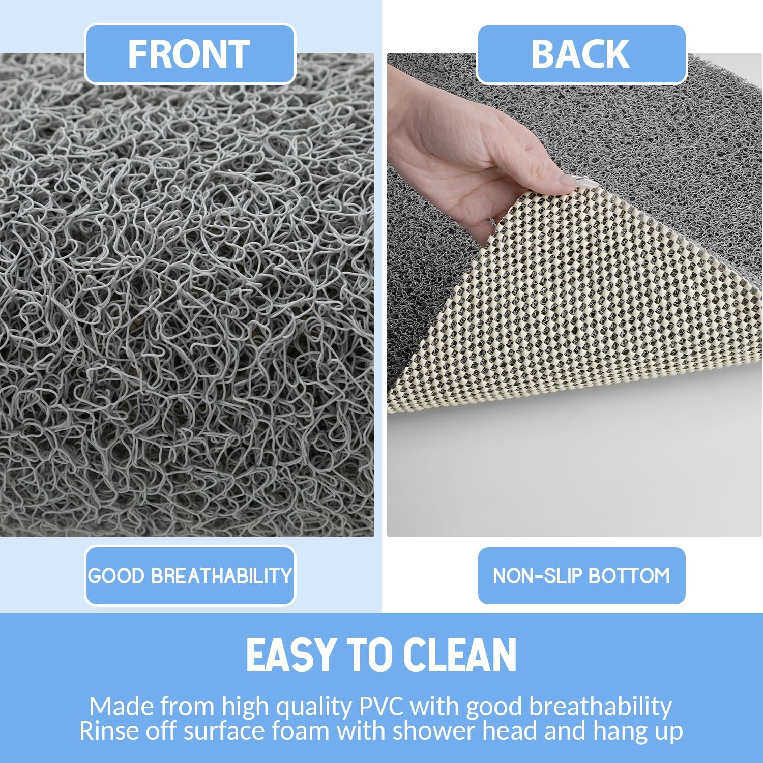 Non Slip Shower Mat, Anti Slip Bath Mat, Quick Drying Bath Tub Mats, Foot Scrubber Mat, Anti Slip