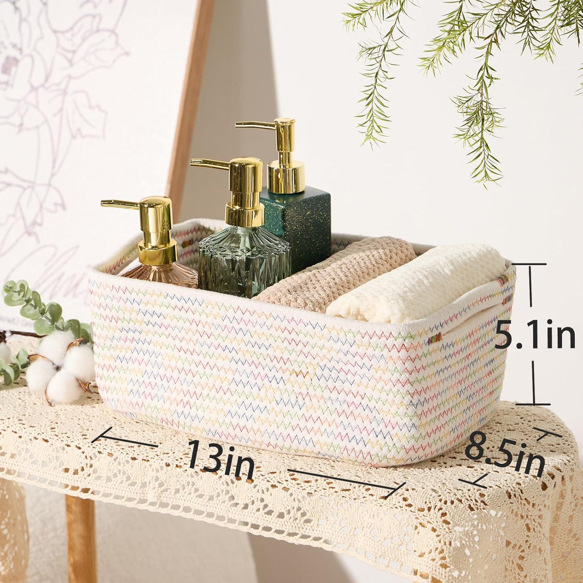 Small Storage Baskets for Organizing | Closet Organizer Bins | Shelf Toy Basket | Woven Rope