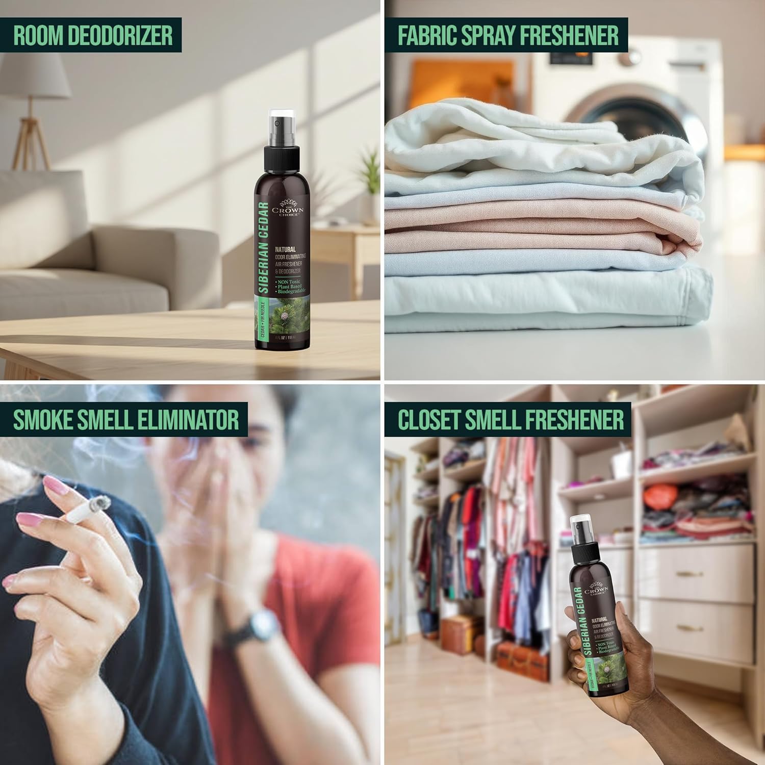 Non-Toxic Odor Eliminator,Natural Cedar Air Freshener Spray for Clothes Storage & Moth Repellent