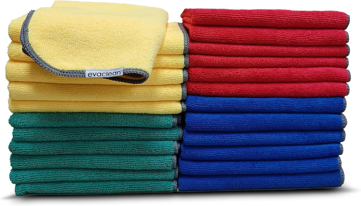 EvaClean Premium Microfiber Cleaning Cloth 16"x16" - Reusable, Washable, Non-Scratch, Microfiber