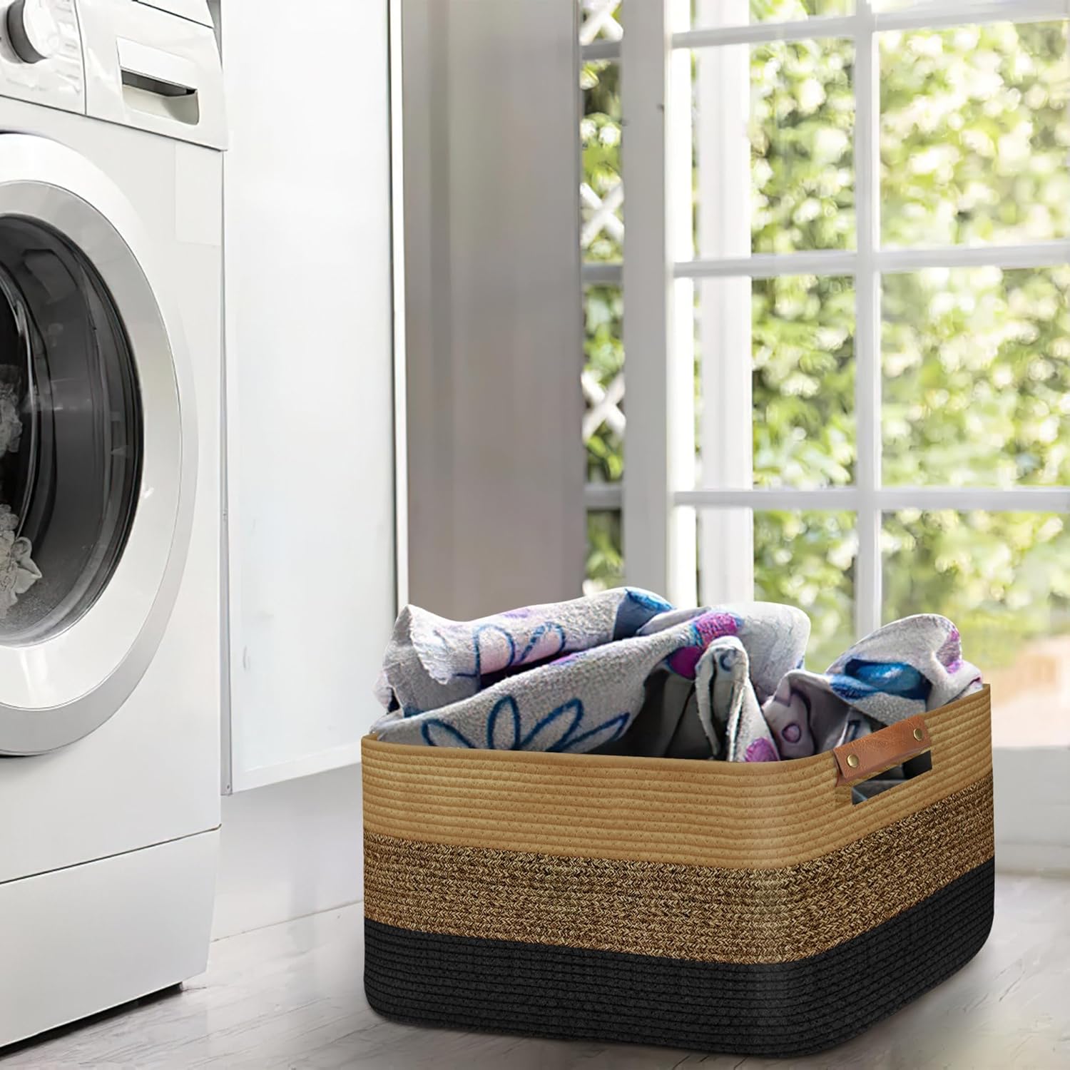 Large Collapsible Laundry Basket, Clothes Hamper for Blanket, Toy, Towels, Woven Baskets for
