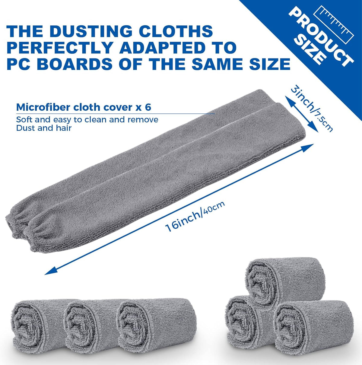 6pcs Dusters Replacement Cloth Retractable Gap Dust Cleaner Cloths, Reusable Microfiber Cloth Cover