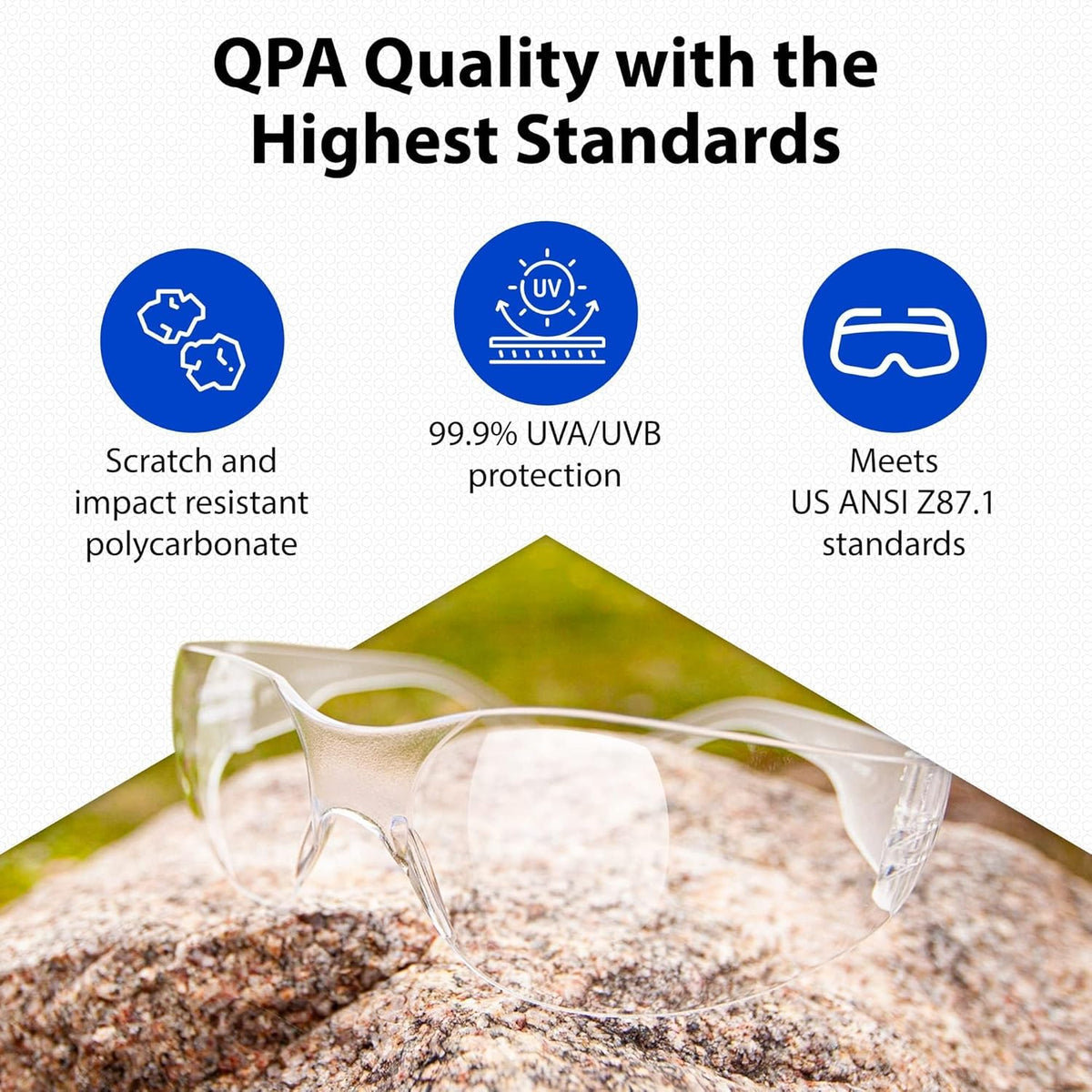 Quest Protective Apparel Safety Glasses for Men and Women - Anti Fog Safety Goggles for Shooting