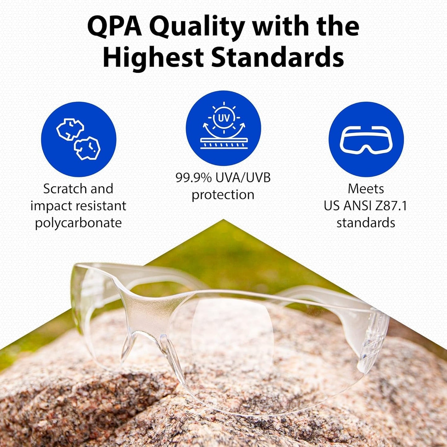Quest Protective Apparel Safety Glasses for Men and Women - Anti Fog Safety Goggles for Shooting